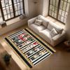 Nutcracker Soldiers Carpet Mat Rug Black White Stripe Gold Trim Vertical Arrangement Festive Home Decoration for Living Room
