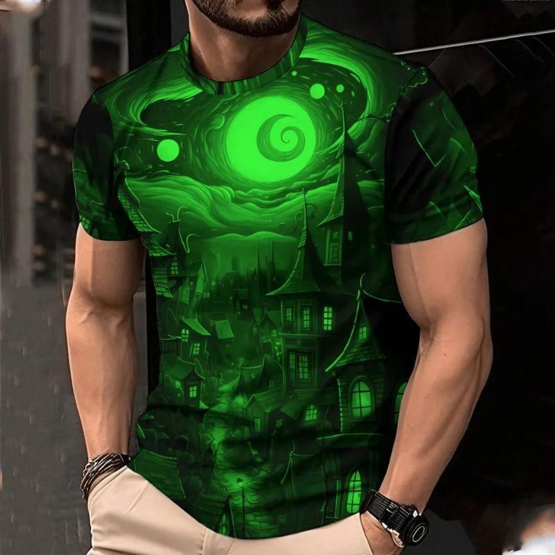Summer Men's 3D Printed Crew Neck T-Shirt Halloween Dress Up