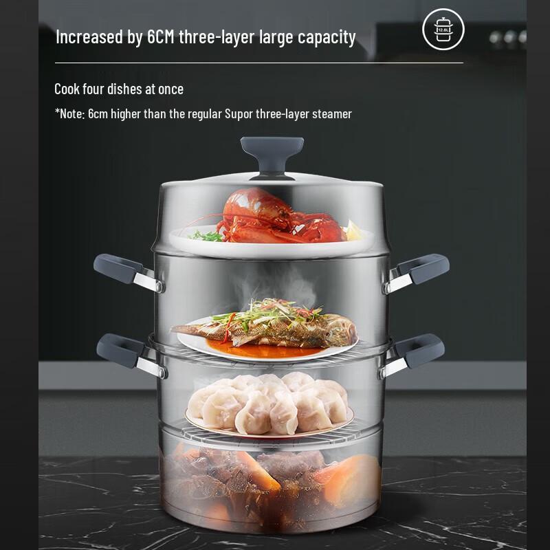 Supor 3-lagiger Dampfgarer & Suppentopf aus Edelstahl
