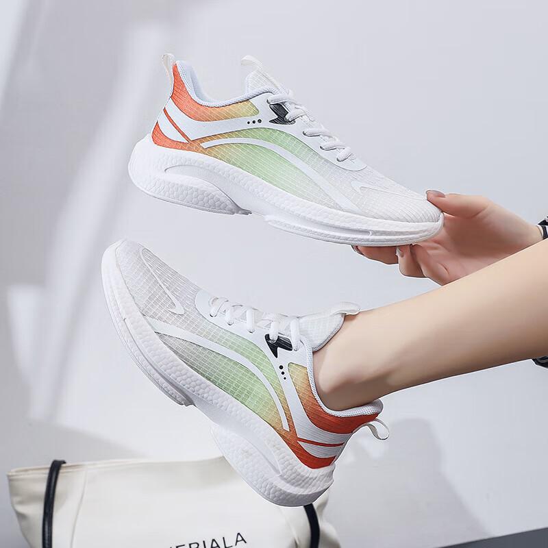 Women's shoes, sports shoes 2025 spring and summer mesh breathable casual shock-absorbing running shoes, lightweight soft-soled fly-woven shoes, runn