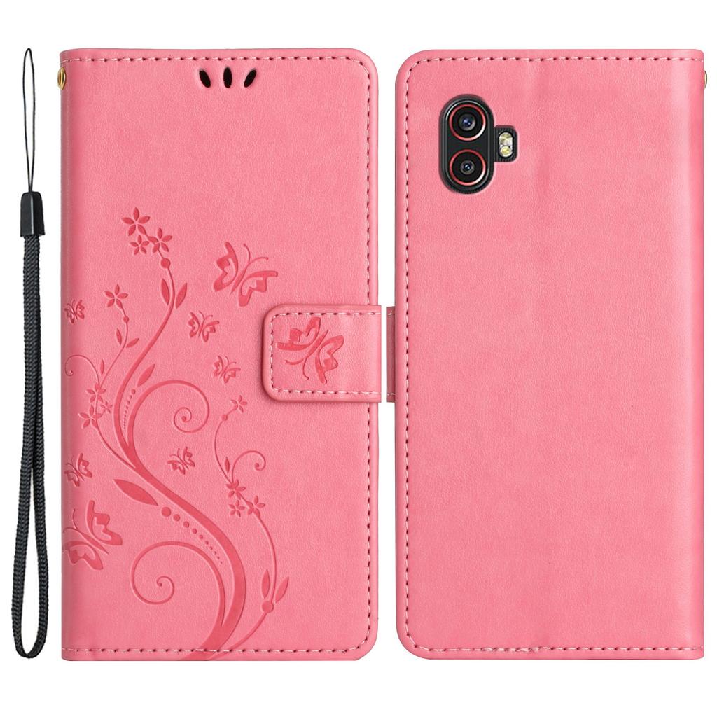 For Samsung Galaxy Xcover6 Pro 5G Wallet Phone Case Butterfly Floral Leather Flip Cover