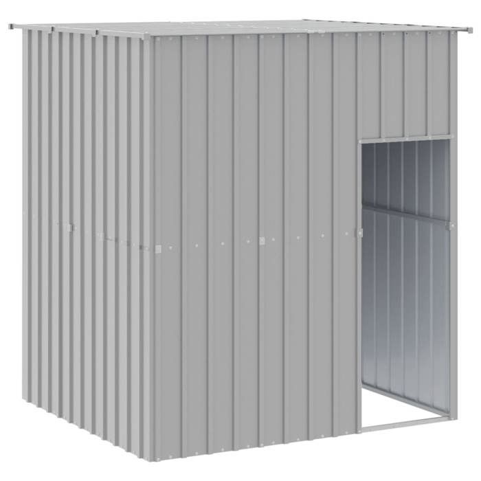 VidaXL Niche pour chien avec toit gris clair acier galvanisé, cage de chien, abri pour chien, cage pour animaux de 172364