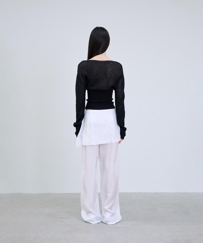 Deoaeteus Hemp Linen Boatneck Pullover_Black