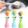 Long Flower Handle Pan Brush Storage Bottle Cleaner Creativity Decoration Tool
