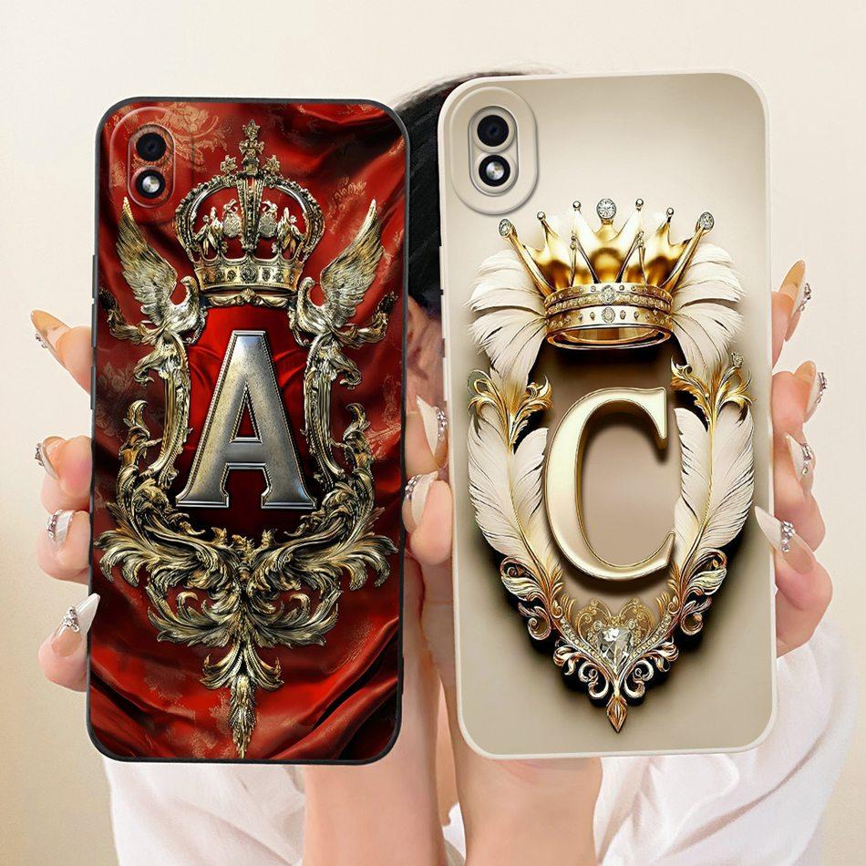 For Samsung Galaxy A01 Core Feather Crown Initial Letter Phone Case For Samsung A01 A01Core Shockproof Soft Silicone Bumpers