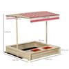 Sabbiera in Legno per Bambini con Coperchio, Set Gioco Sabbiera per Bambini, Giardino Esterno con Tettoia Regolabile, Telo di Fondo, Sedile, Bacinella in Plastica