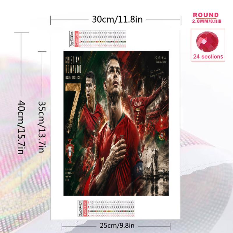 Cr7 Portugal Football Legend 100% Round Full Drill 5D DIY Diamond Painting Embroidery Cross Stitch Rhinestone Decor