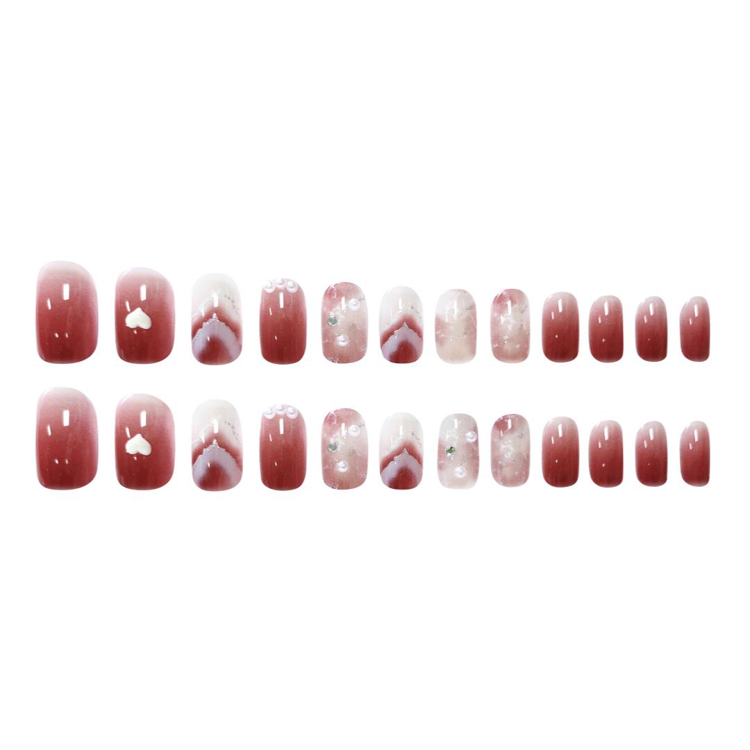 

Wave Pattern Gradient Manicure: Removable Heart Marble Ombre False Nail Patches (B659) B659-Wave Gradient [Glue Type]