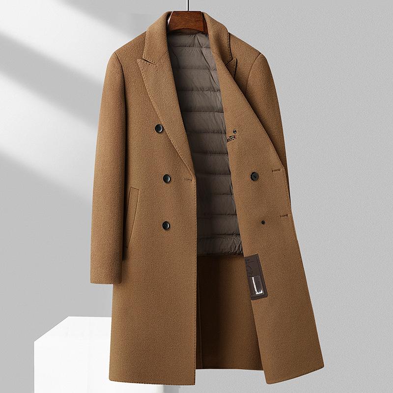 100% шерсть двубортное шерстяное пальто длиной до колена осенне-зимнее мужское шерстяное — фото 2