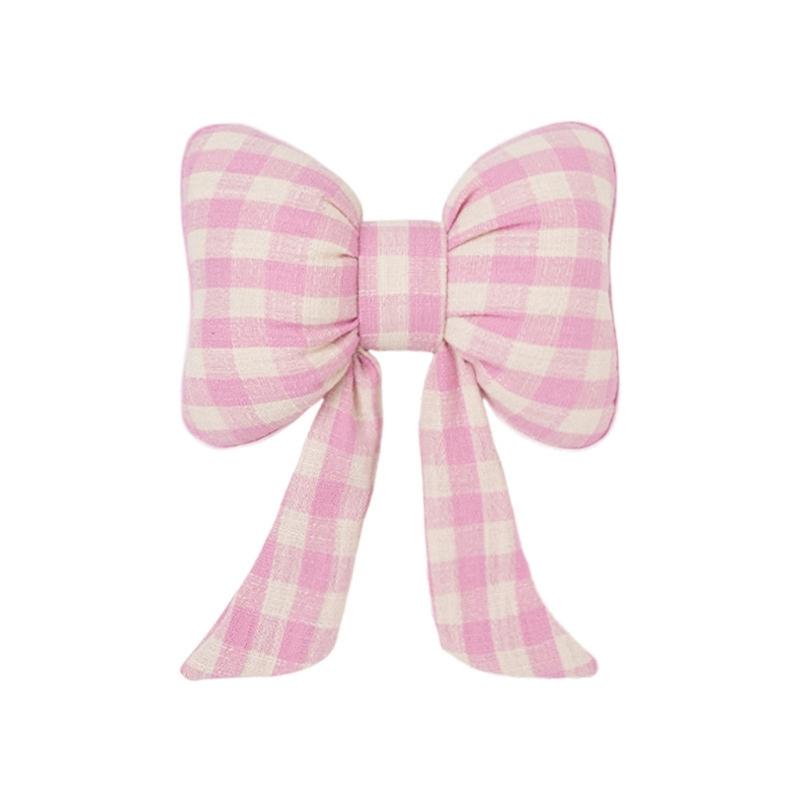 Checkered Bowknot Design Lumbar Support Pillow Car Neck Headrest Automotive Comfort Accessories for Long Drives