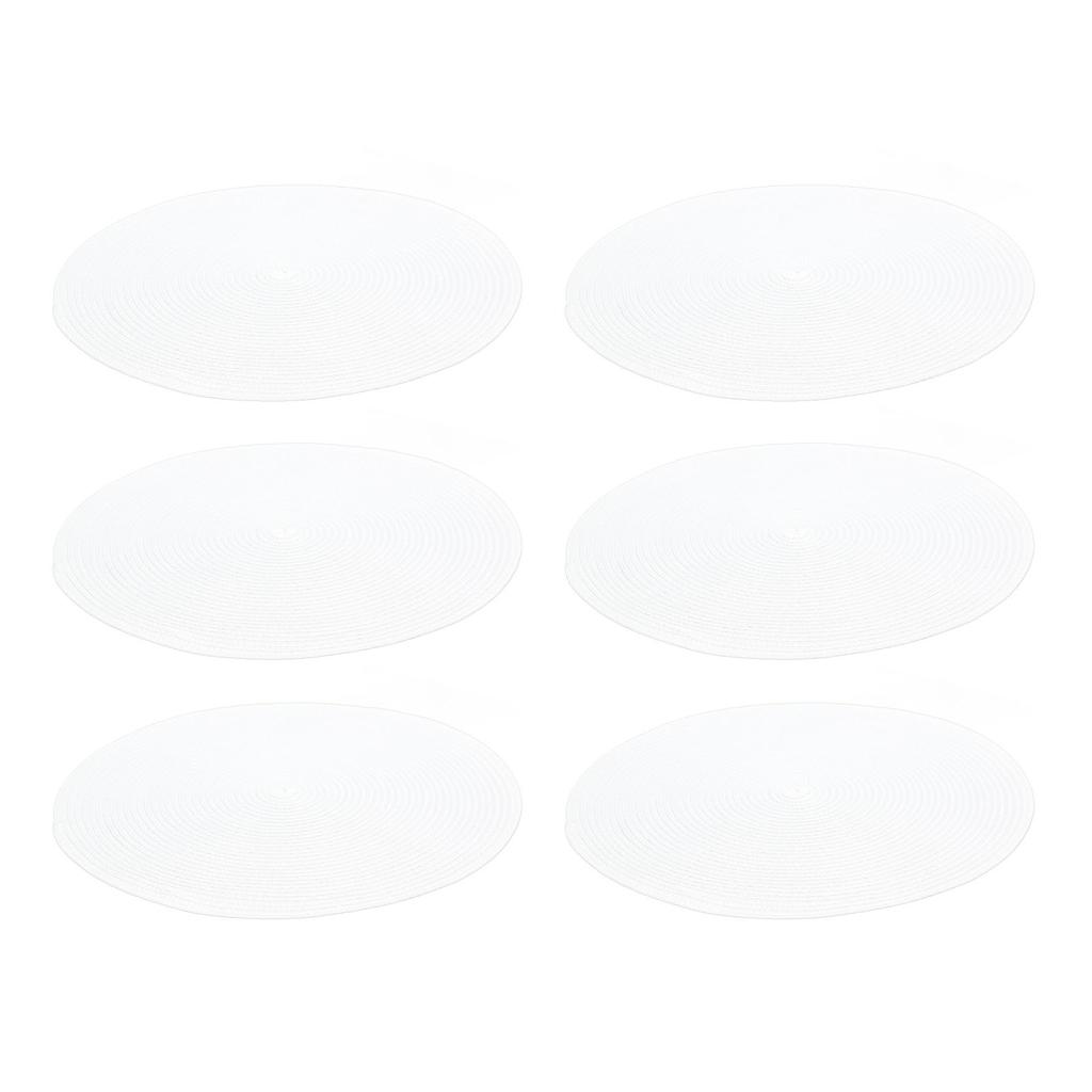 6 stk Rund brikkevev Vevd Hvit Bordmatte Varmeisolering Lett å rengjøre Allsidig spisetilbehør