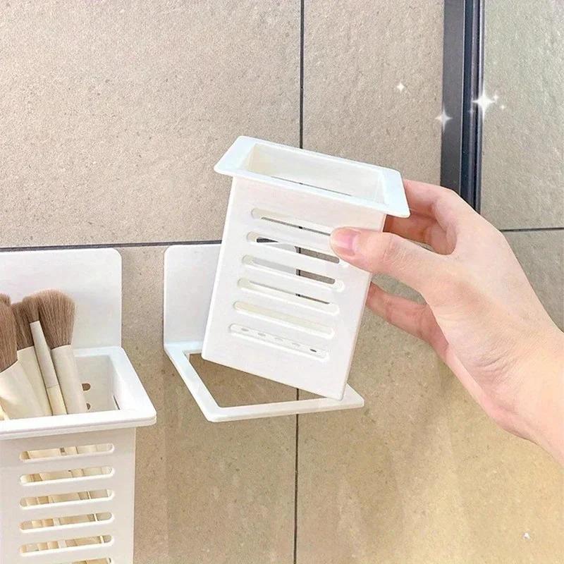 1/3pcs Wall Mounted Holder Drain Self-Adhesive Toothpaste Toothbrush Storage Rack Bathroom Daily Necessities Organizer