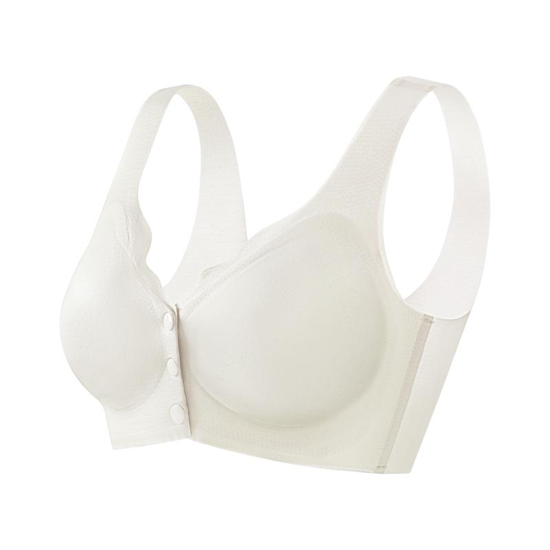 Girls' Underwear Front Button Bra Without Steel Ring Gathering Anti Sagging Mom Underwear Middle-aged Mom Style Front Opening Button