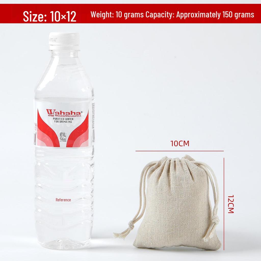 Cotton Linen Drawstring Canvas Bag, Single Layer Breathable Storage for Sundries