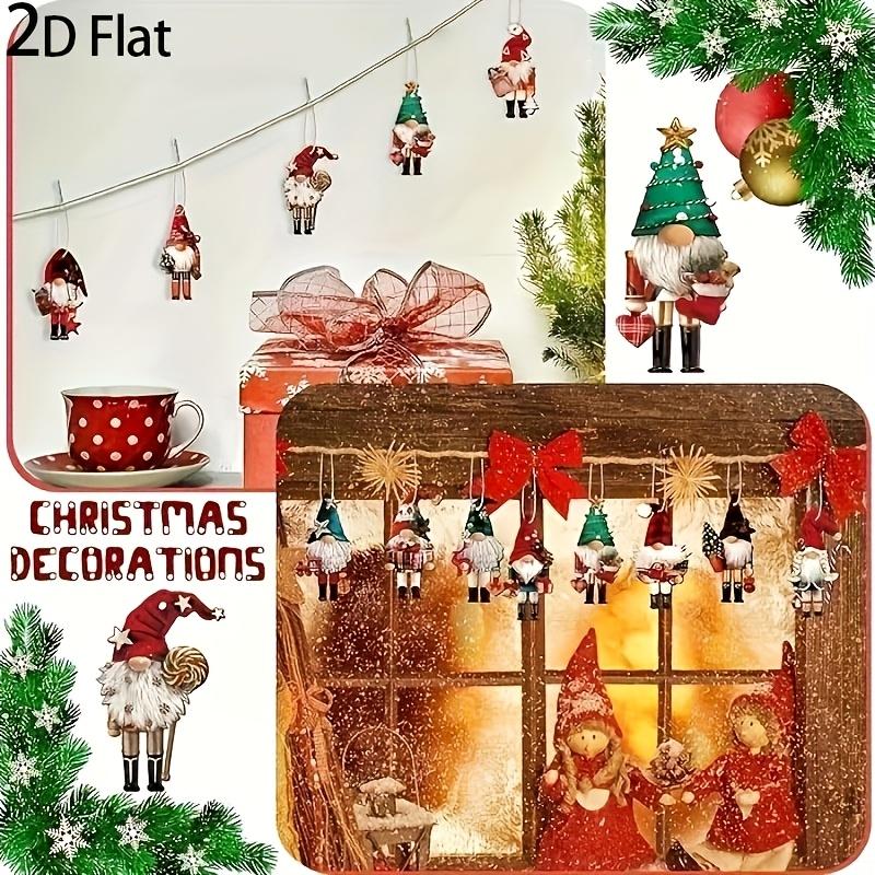 2D Flat 24pcs Christmas 2D Festive Nutcracker Tree Hanging Decorations, Holiday Party, Friends Gathering Yard, Room Decoration with Twine