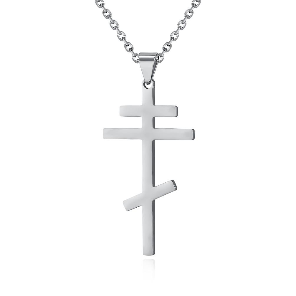 Eastern Orthodox Cross Pendant Necklace Stainless Steel Christian Religious Jewelry Unisex 3 Colors