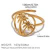 18K Gold-Plated Stainless Steel Rings Waterproof Minimalist Party Gift Coconut Tree Starfish Shell Ring ,For Vacation,Waterfront