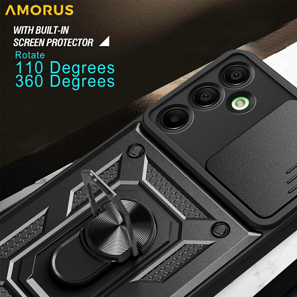AMORUS For Samsung Galaxy A16 5G/4G Case Kickstand PC+TPU Phone Cover with Camera Lens Slider