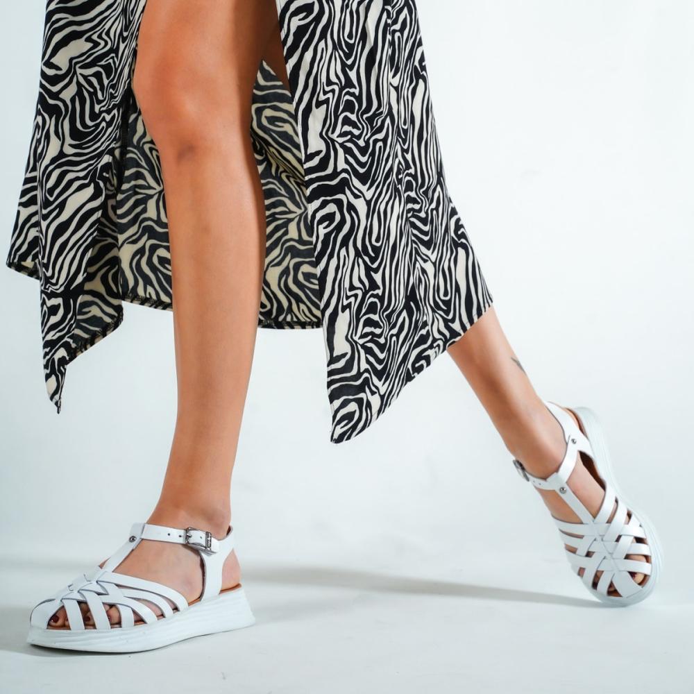 Sandales en cuir pour femmes bleues en cuir véritable