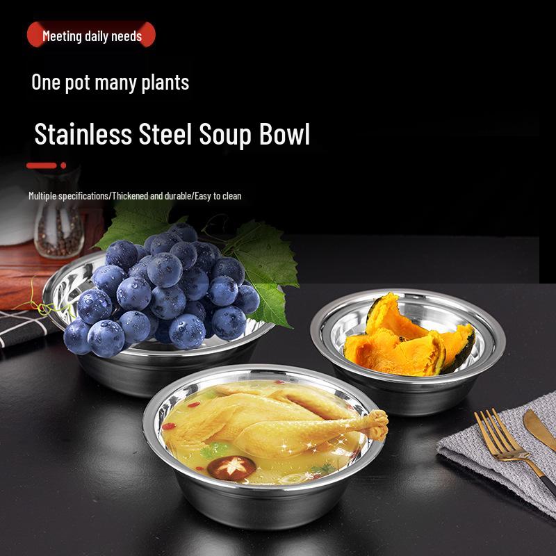 Thickened Stainless Steel Multi-functional Basin: Soup, Dough Kneading, Vegetable Washing for Home and School Canteens