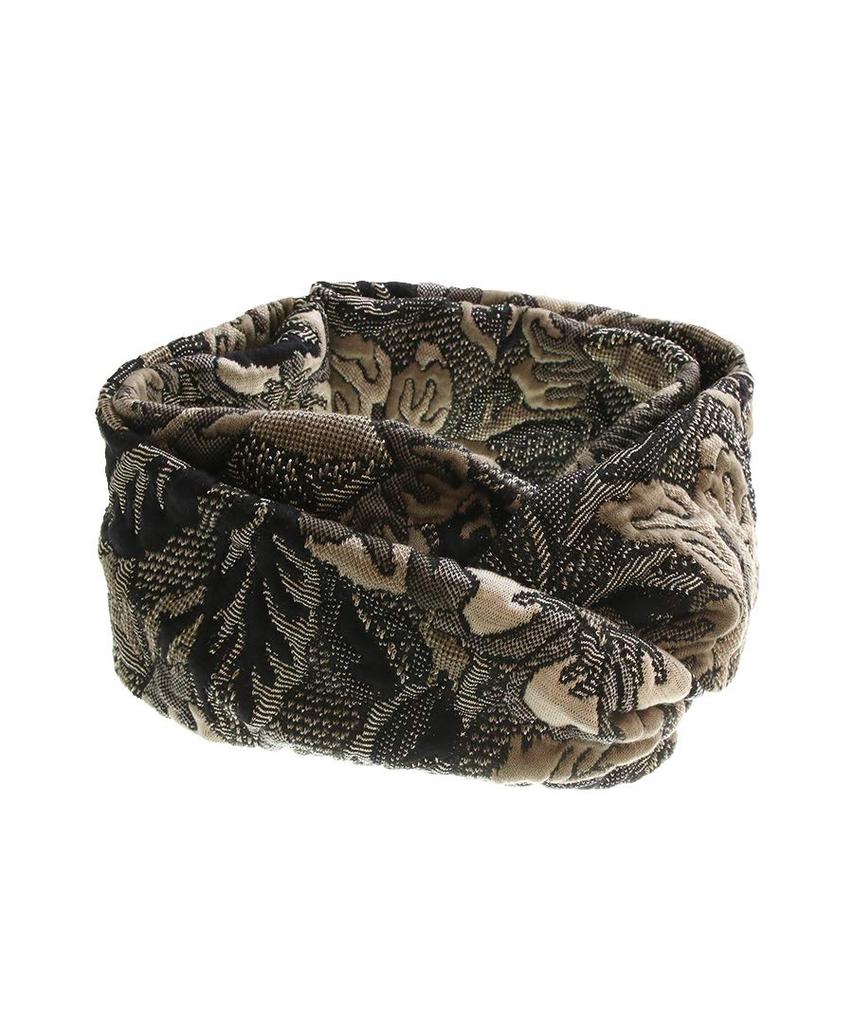 VINGTAINE Embroidered Voluminous Turban Wide Cross Headband, Turban, HB-109-BE