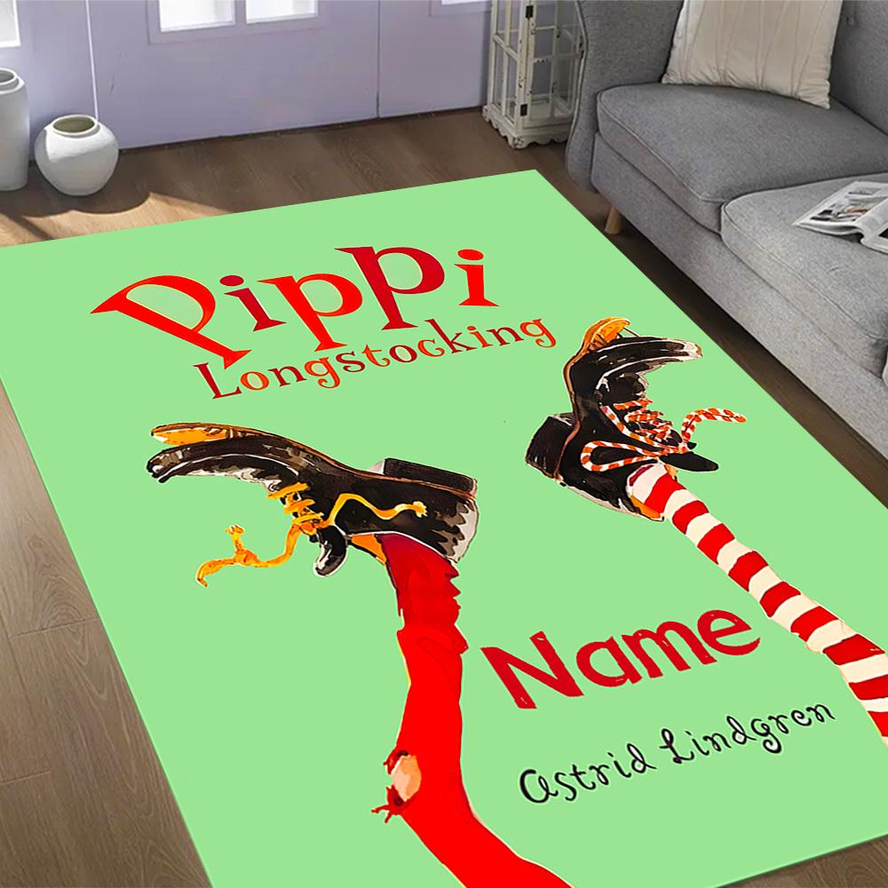 Pippi Monkey Friend. Customized Name Area Rug Suitable for Dormitory Hallway Playrooms Dining Room Anti-slip Rug Office home decor