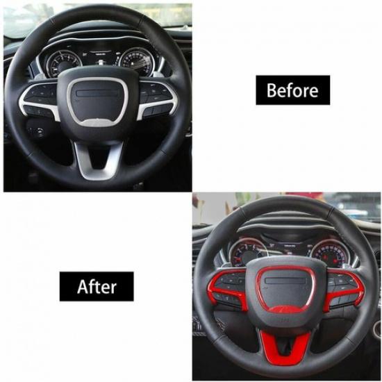 for Challenger Steering Wheel Cover Bezels Protective Frame For Dodge 2015-2019