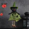 Festive Halloween Ornament Hanging Decoration Spooky Pumpkin/Ghost/Witch/Black Cat Doll with Scary Witch Burlap Skirt for Haunted House