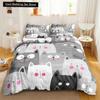3PCS Single-sided Printed Bedding Set ,Comforter Cartoon Cute Cat Duvet Bedding Cover Pillows Comfortable Bedspreads BeddingSet