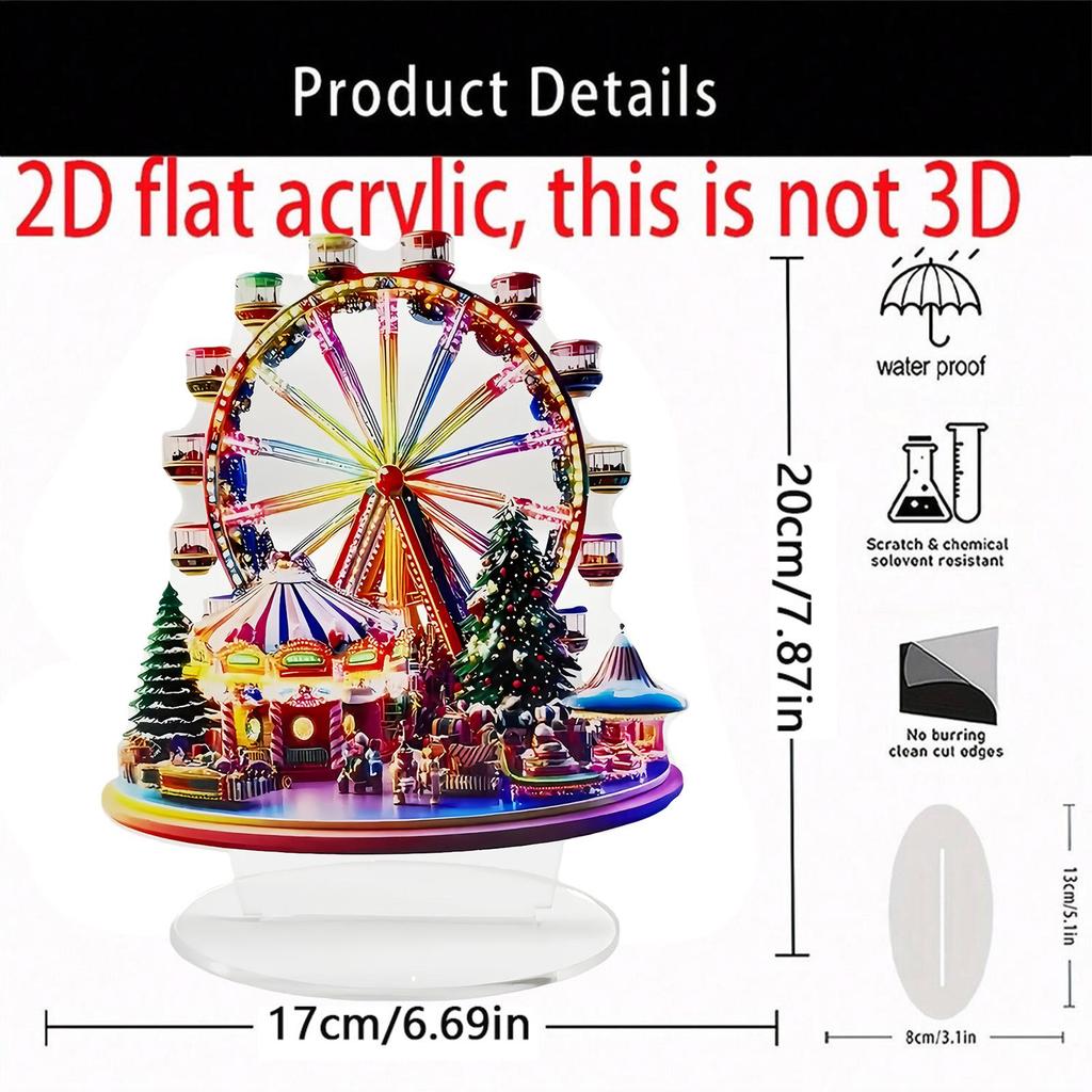 Ferris Wheel Ornament 2D Acrylic Decoration New Year Christmas Navidad Decor For Thanksgiving Birthday Offices Home Room Door