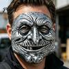Masque de Clown Effrayant Réaliste Masque Facial Vintage Halloween, Or Argent Accessoire Sinistre Vision Confortable pour Fête, Costume Mascarade Maison Hantée Cosplay