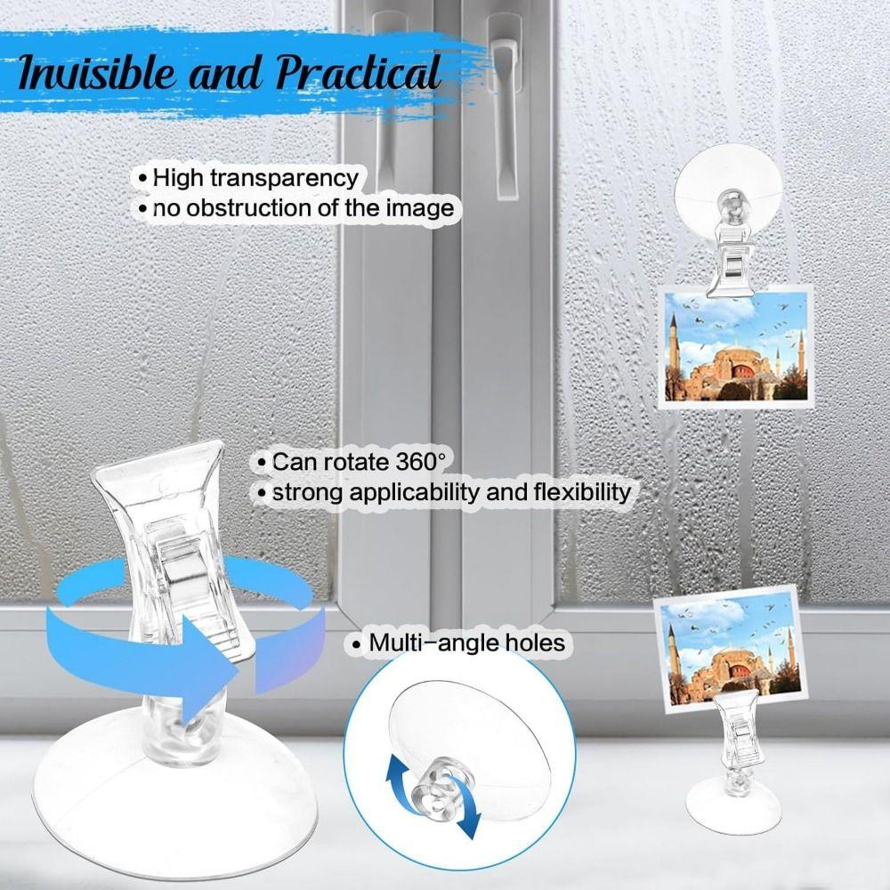 10Pcs Multifunctional Suction Cup Clip 360° Rotatable Sucker Clamp Display Clip Window Office Door