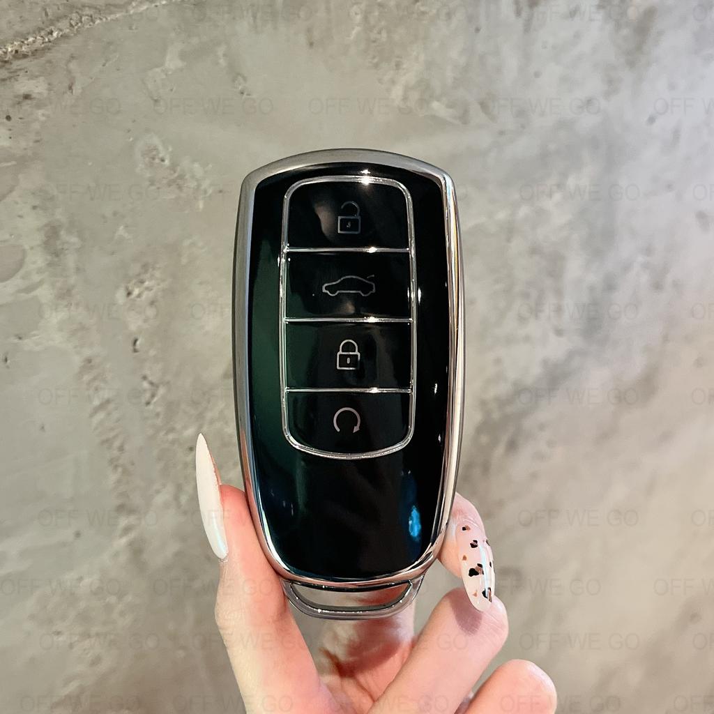 BFB1 Car Key Cover Case Leather Keyring Set For Chery Omoda 5 C5 Tigo 7 8 Pro Max Tigo 7 8 Plus Arrizo 5 Plus Jaecoo 2023 Keychain