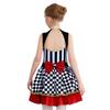 Girls Wonderland Queen Costume Sequins Mock Neck Sleeveless Chest Cutout Back Waist Bow Built In Briefs Puffy Dress