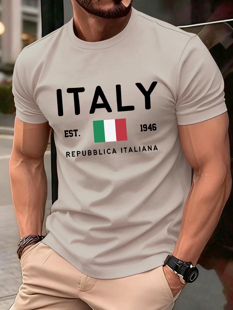 Italy Repubblica Italiana Print TShirts Men Fashion ONeck T Shirt Cotton Loose Clothing Male AllMatch Casual Streetwear