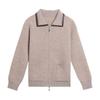 100% Pure Wool Women's Zipper Stand Collar Sweater Coat for Spring and Autumn/Winter Warmth, Ideal for Mid-Aged and Elderly