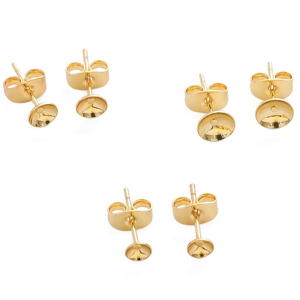 2Pcs Copper Bowl Shaped Imitation Needle Earrings For DIY Jewelry Making Craft Accessories