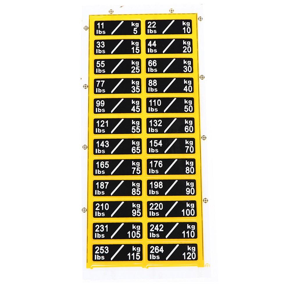 

Weight Identification Stickers from 11lbs to 264lbs for Fitness Enthusiasts