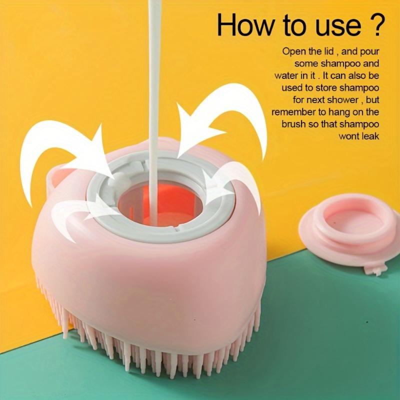 1pc  Gentle Silicone Pet Brush for Dogs and Cats - Massages and Cleans with Built-In Shower Gel Dispenser