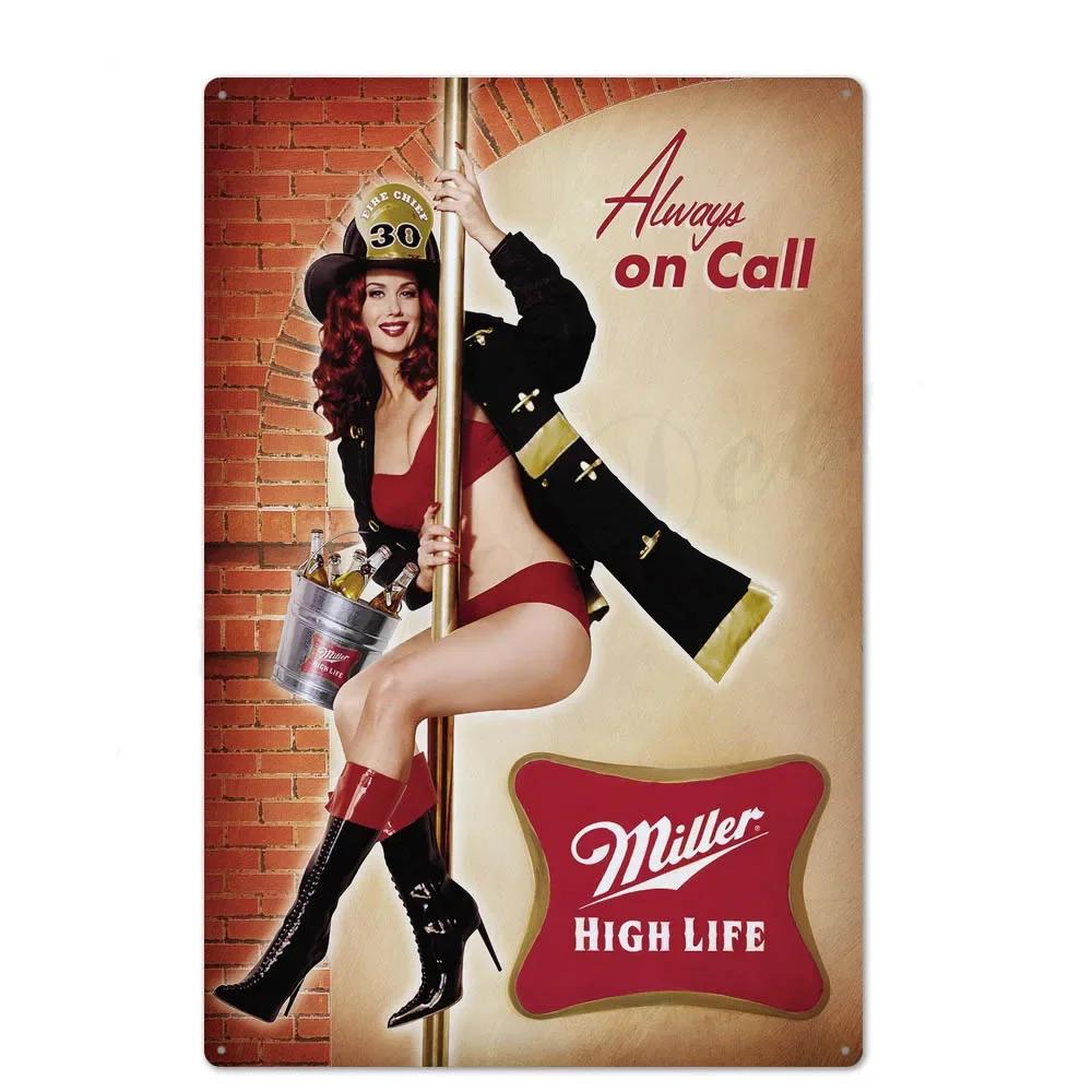 Vintage Pin Up Girl Tin Sign Plaque Sexy Retro Metal Wall Decor for Bar Pub Club Man Cave Classic Metal Sign Painting