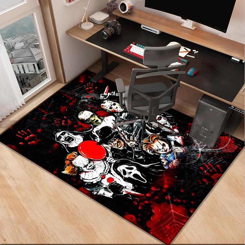 Horror Movie Characters Collage Office Rug Chair Mat, Game Carpet, Suitable for Front Door, Bedroom, Living Room, Desk, Holiday Gift