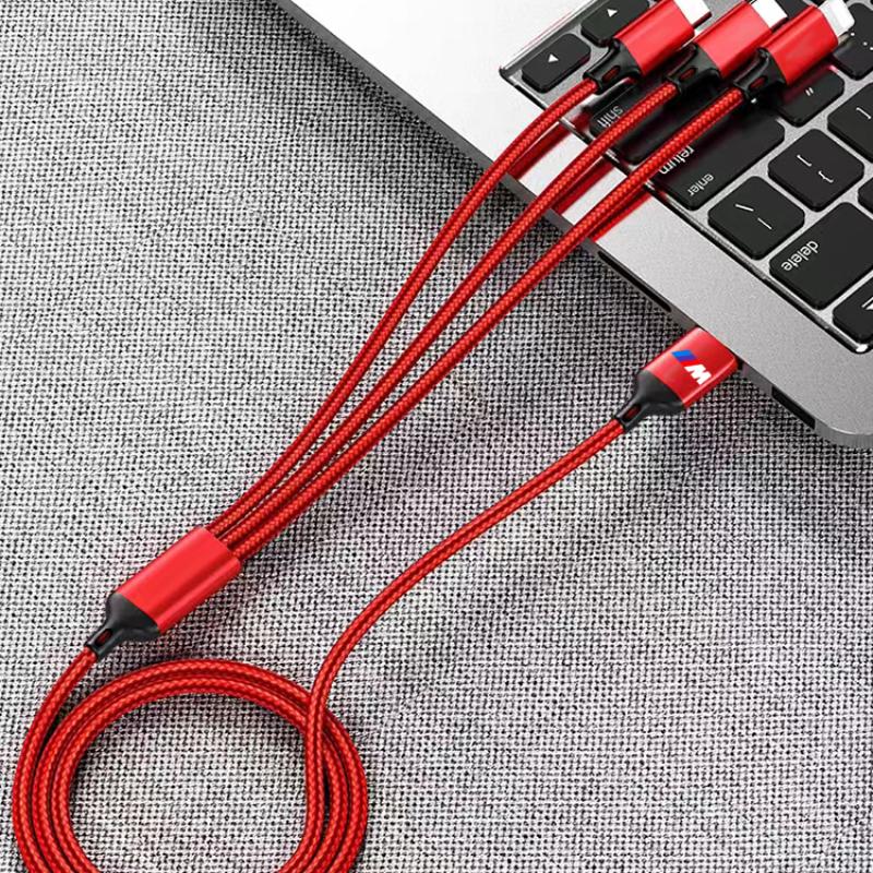 3 In 1 Type C Lightning Micro USB M LOGO EmblemCar Fast Charging Cable for BMW X7 X3 X4 X5 X6 3 4 5 6 7 Series Z4 M M3 M5 M6 E38 E39 E46 E53 E60 E61