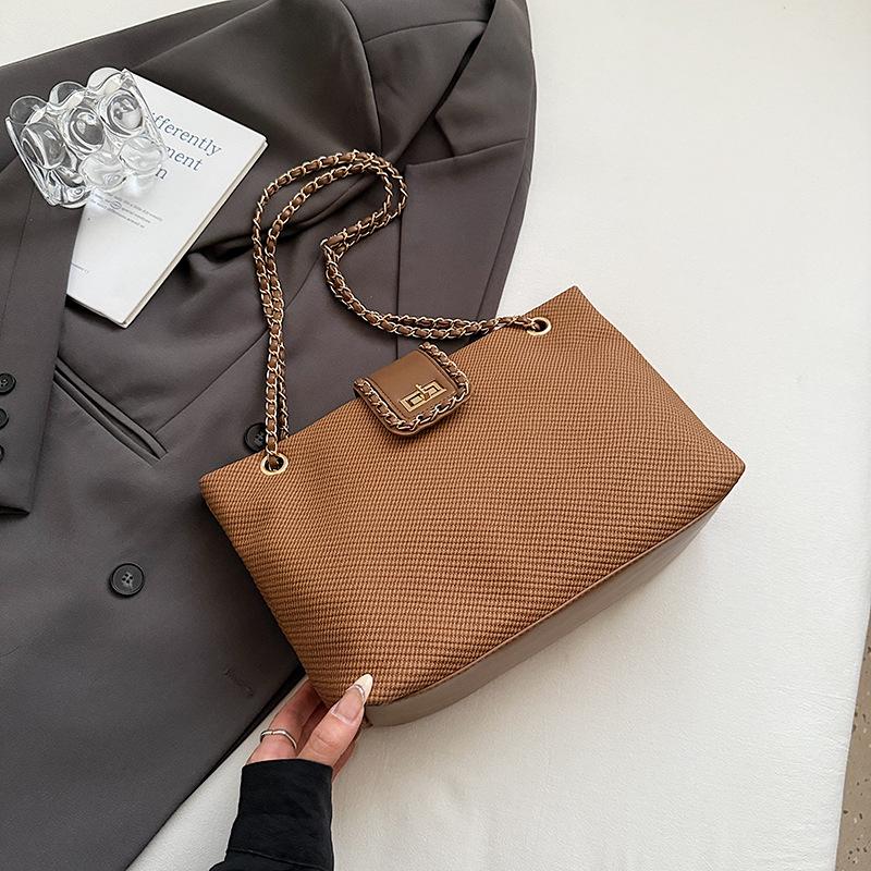 Fashion foreign shoulder bag withered grid chain bag niche trend casual handbag large capacity tote bag