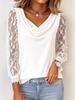 2026 European Women's V-Neck Lace Patchwork Nine-Sleeve Top - Spring/Summer Collection