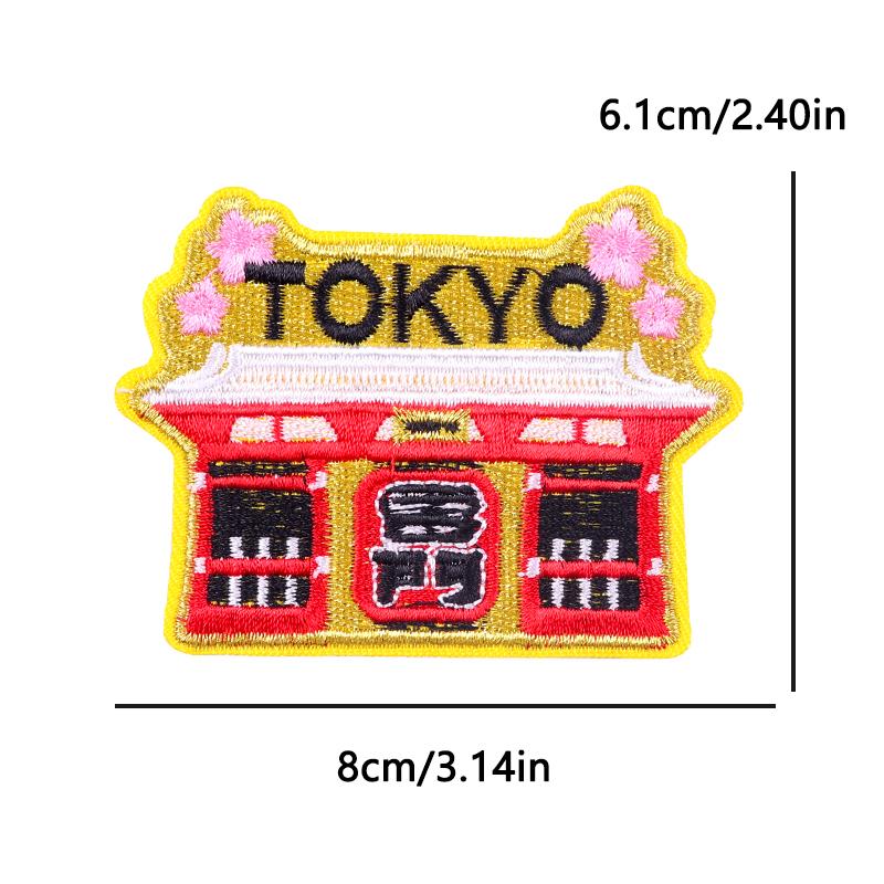 Japanese Cartoon Style Embroidery Patch Iron On Patches For Clothing Stickers Cherry Blossoms Fusible/Sewing Decorate Applique