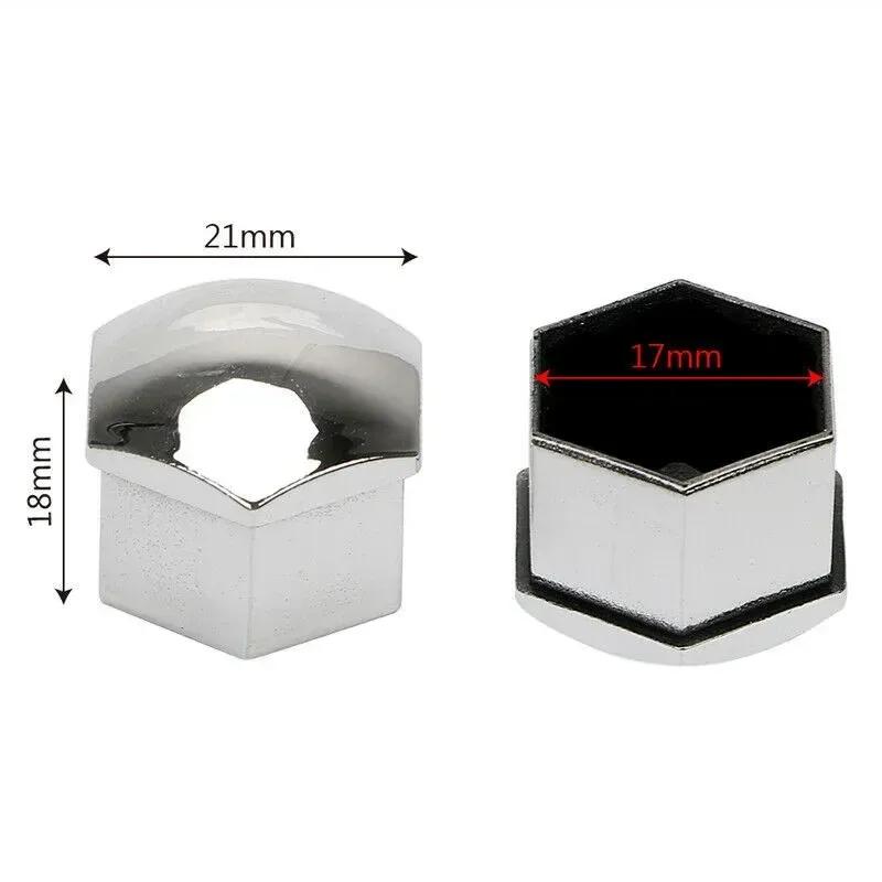 VERYUS 20Pcs 17mm Car Wheel Nut Cover Silver Alloy Wheel Nuts Bolt Caps Dust Cap Protection Anti-Rust Hub Screw Cover With Remov