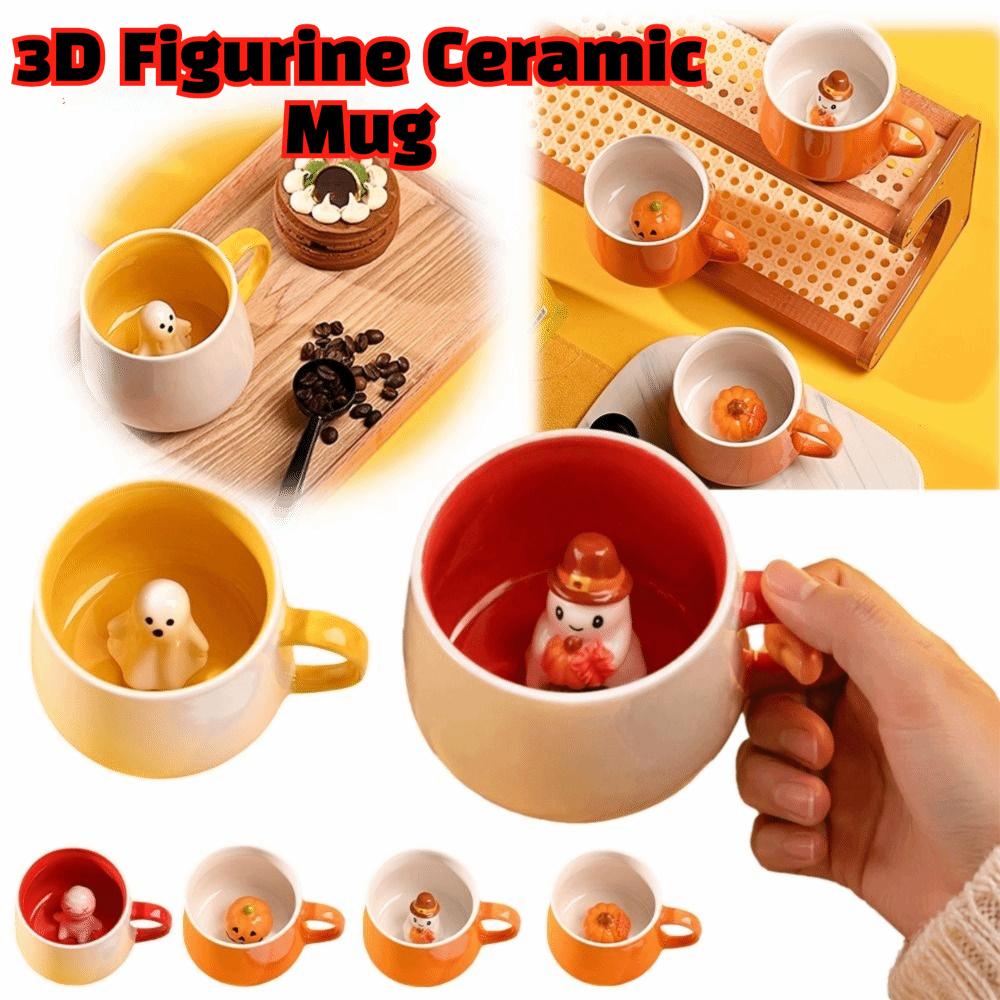 Hand Painted Ceramic Mug 3D Figurine Design Novelty Coffee Cup Cute 3D Figurine Mug Halloween