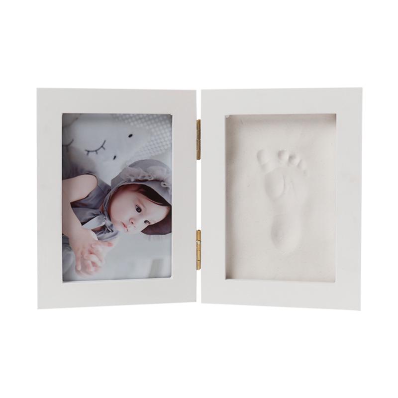 Newborn Handprint & Footprint Solid Wood Frame - 100 Days Baby Commemoration Souvenir