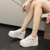 Platform white shoes women's 2025 new spring breathable leather inner height increase women's shoes sports and leisure shoes versatile board shoes