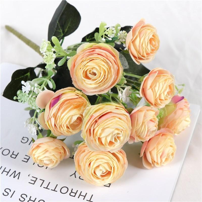 Artificial Rose Flower Bouquet With Silk Material For Home Wedding Decoration